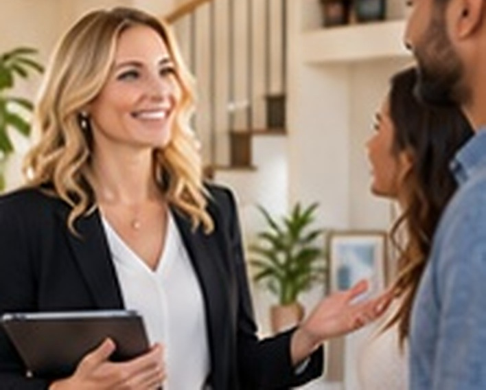 Real estate professionals with clients